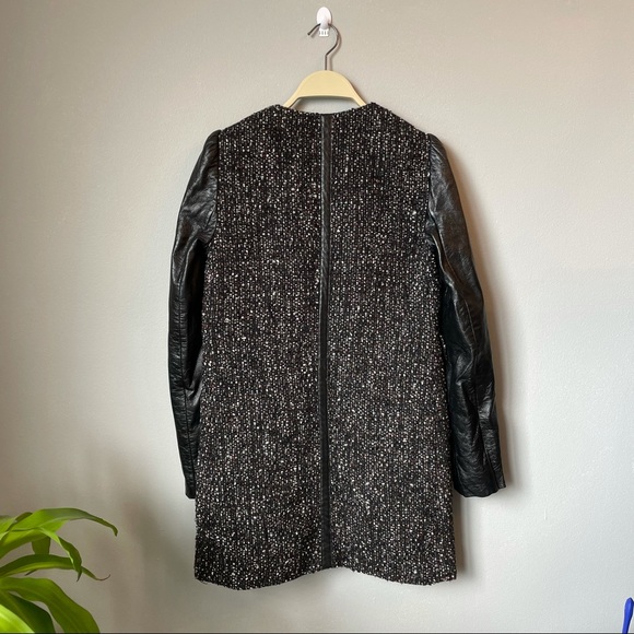 zara size XS trench coat jacket black plaid - Picture 2 of 7